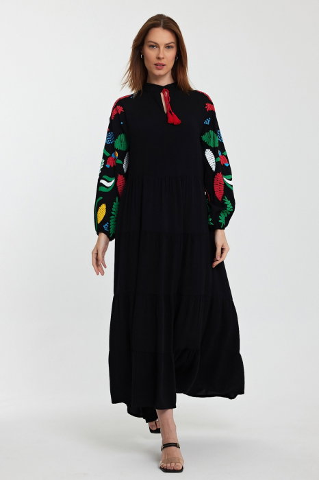 Rochie Viscos Vale Woman cu Imprimeu Papagali