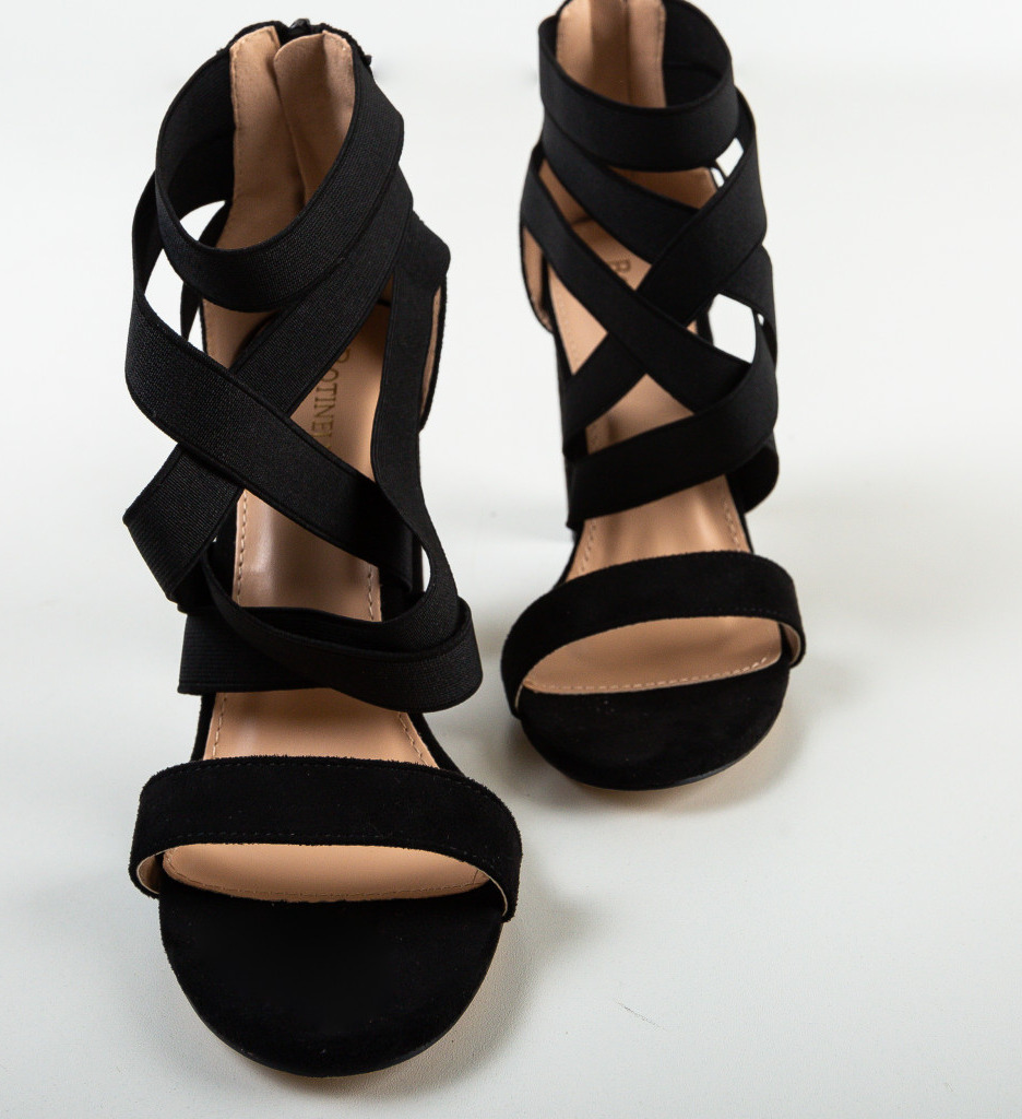Sandale Iaroll Negre Elegante cu Toc - imagine 7