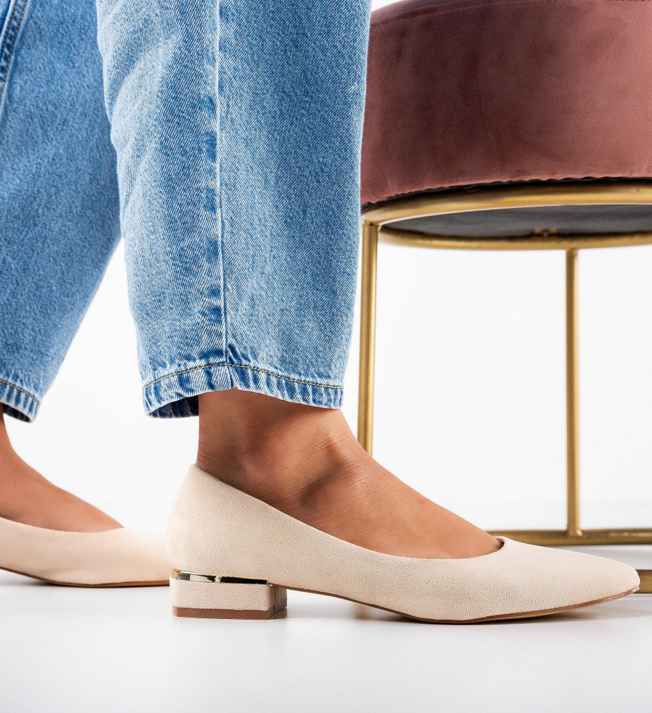 Pantofi dama Bej cu toc elegant și confortabil - imagine 7