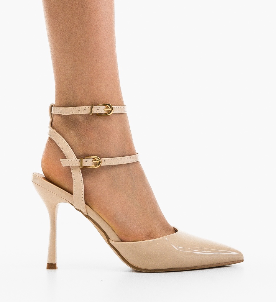 Pantofi Sureha Bej cu Toc Eleganți - imagine 5