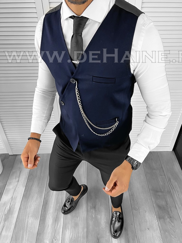 Vesta Barbati Eleganta Slim Fit Bleumarin