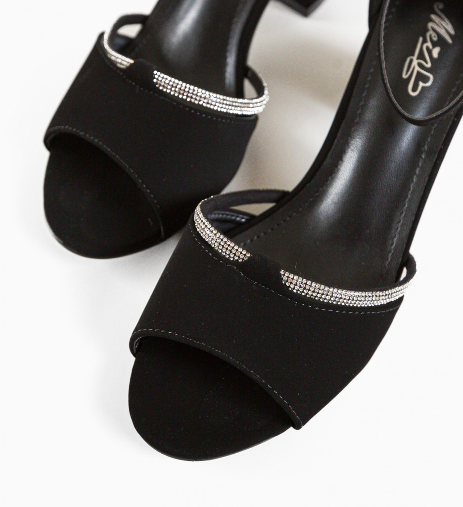 Sandale Leyre Negre cu Toc Elegant - imagine 8