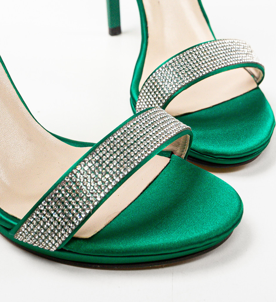 Pantofi Dama Cincil Verzi - Sandale cu Toc Elegante - imagine 6