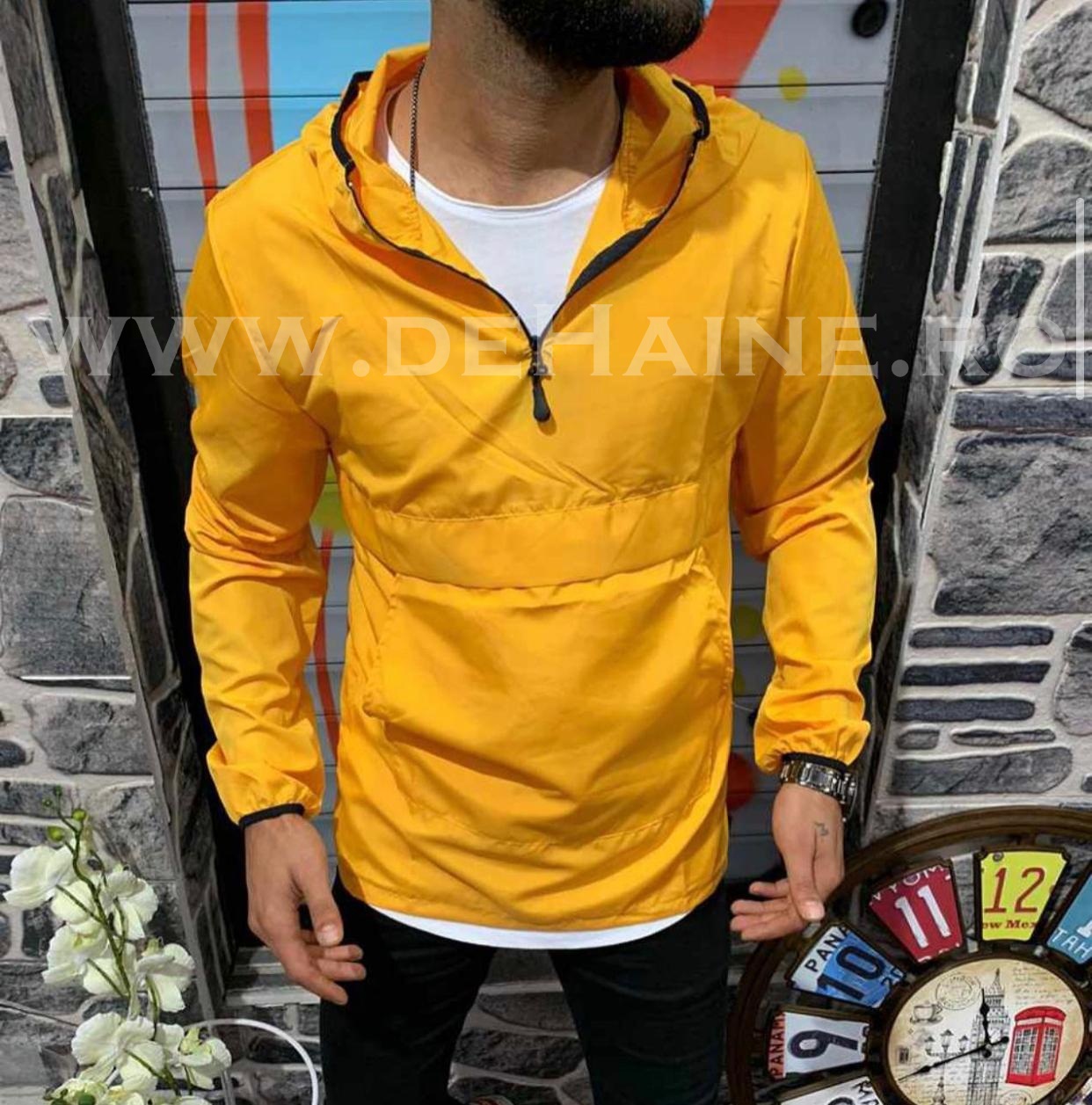 Jachetă Mustar Bărbați Impermeabilă Toamnă