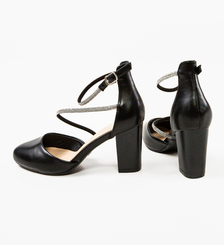 Pantofi cu Toc Lyzya Negri | Eleganță Urbană - imagine 4