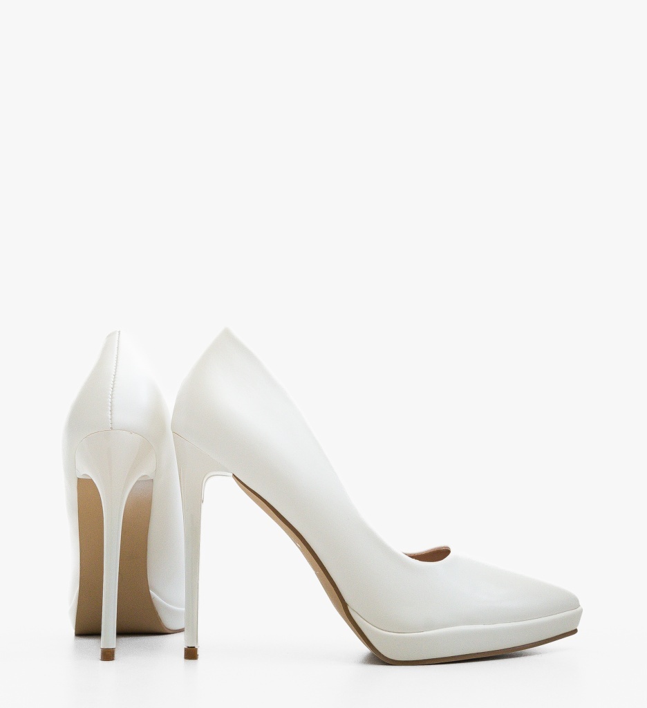Pantofi Dadere Albi Eleganți cu Toc - imagine 3