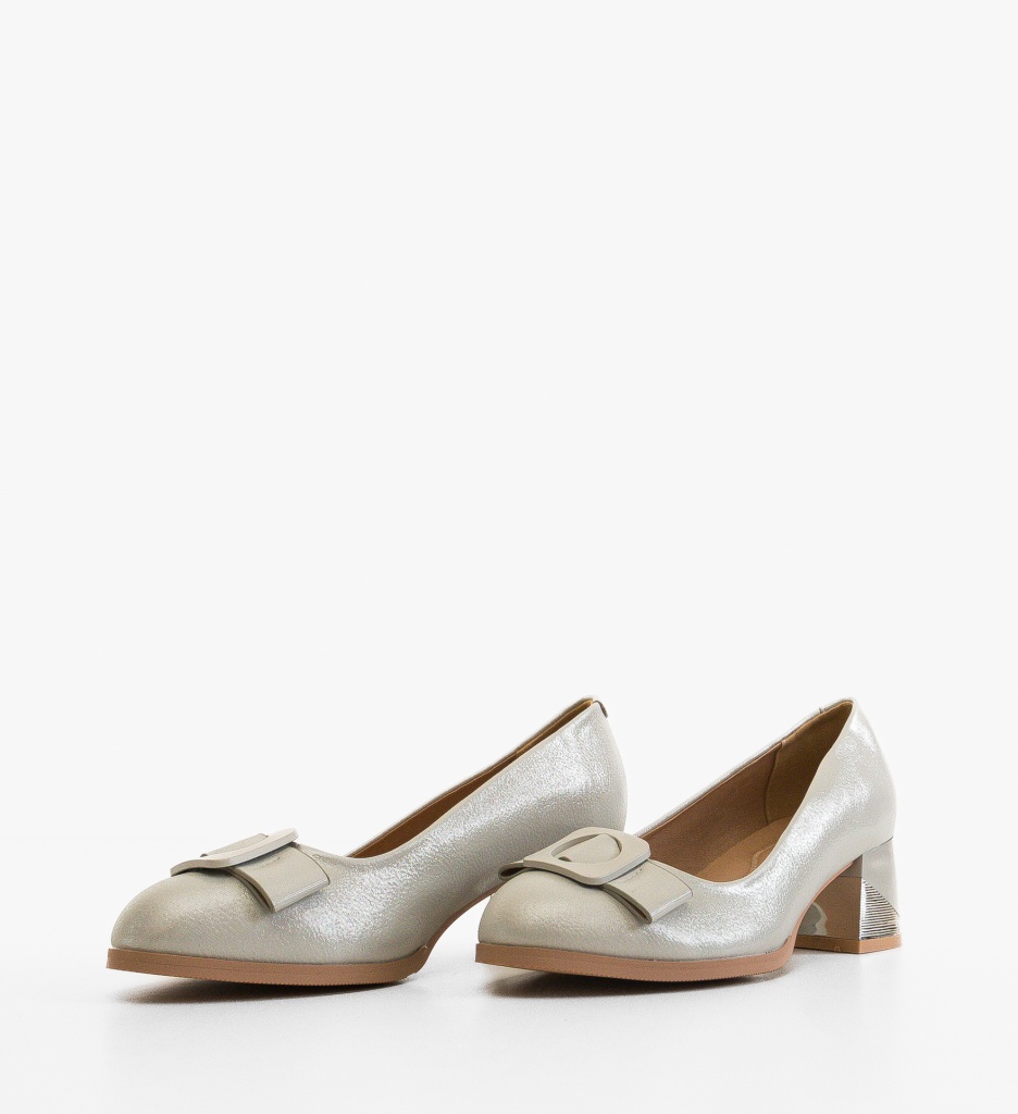 Pantofi Bushra Argintii Eleganți cu Toc - imagine 5
