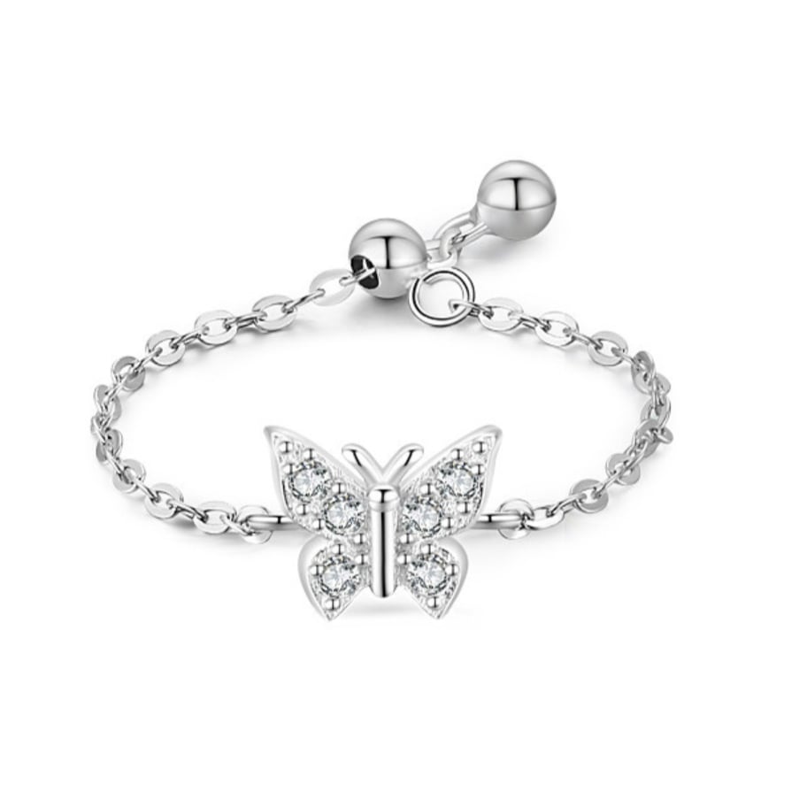 Inel fluture argint Delis - reglabil, elegant