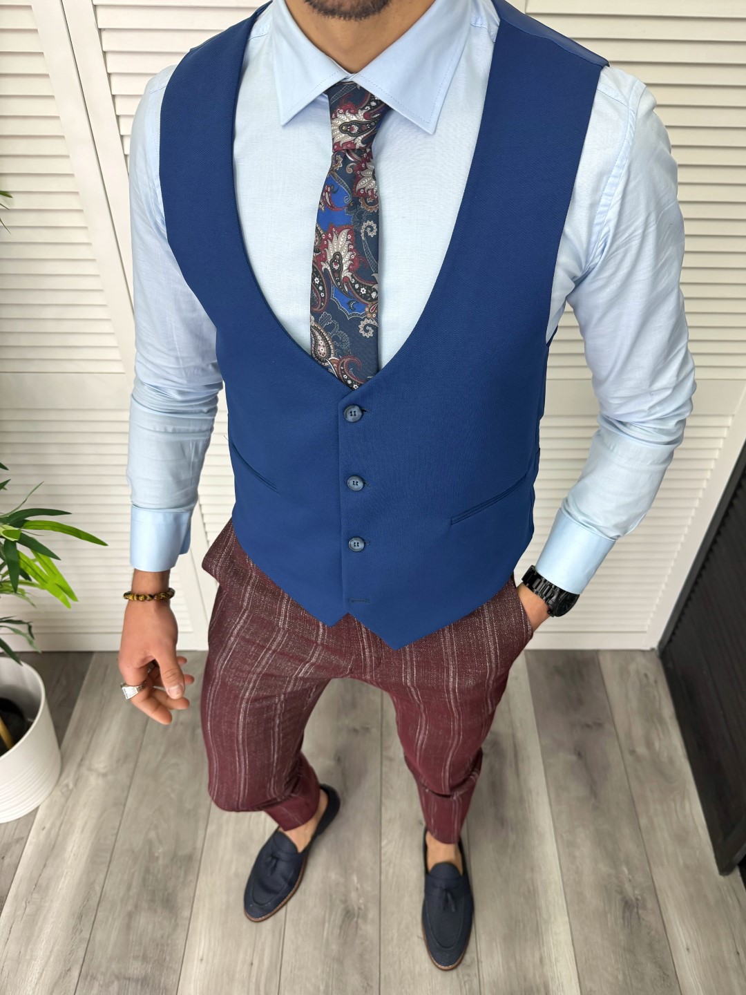 Compleu Barbati Elegant Vesta și Pantaloni Slim Fit