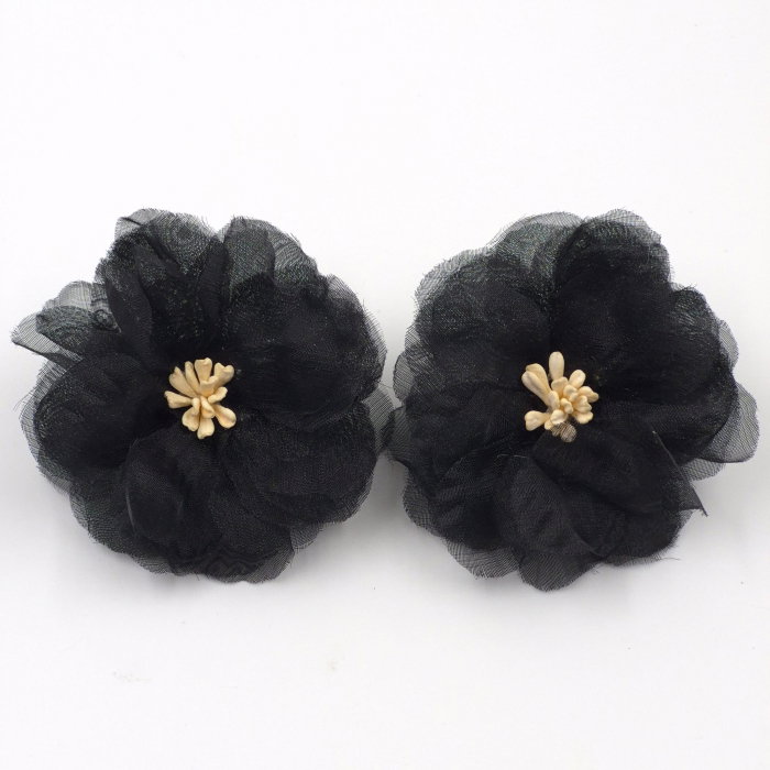 Cercei Statement Floare Voal Negru | Shopika