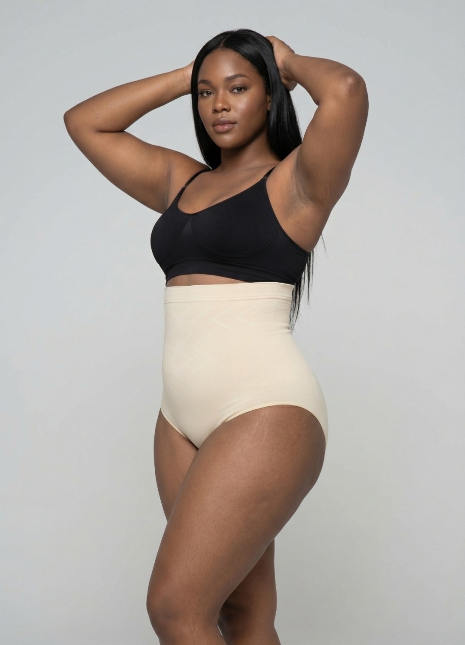 Slip Modelator Marquise cu Talie Inalta, Bej 53601 - imagine 4