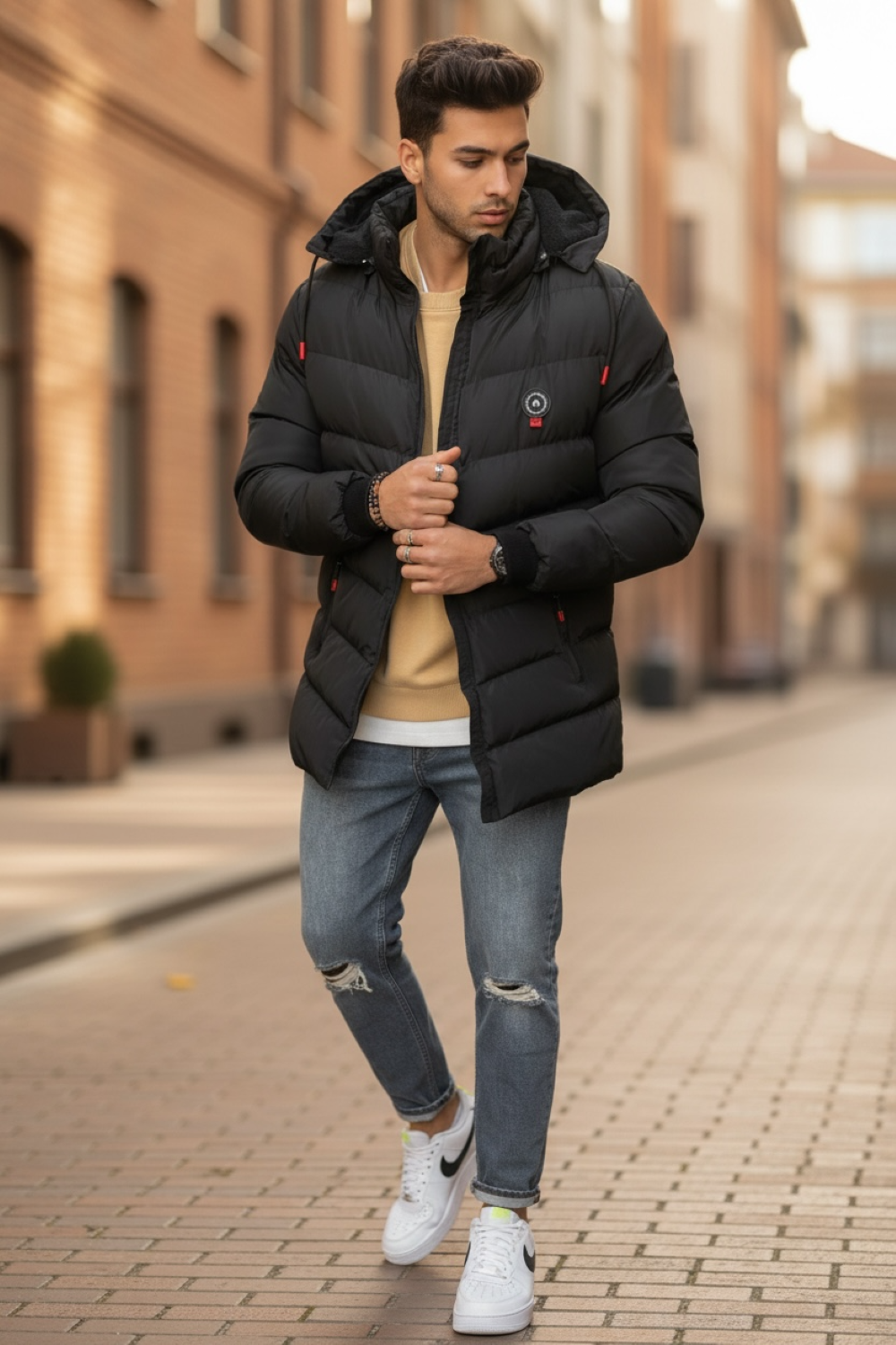 Geacă Barbati Iarnă Neagră | Slim Fit Fashion