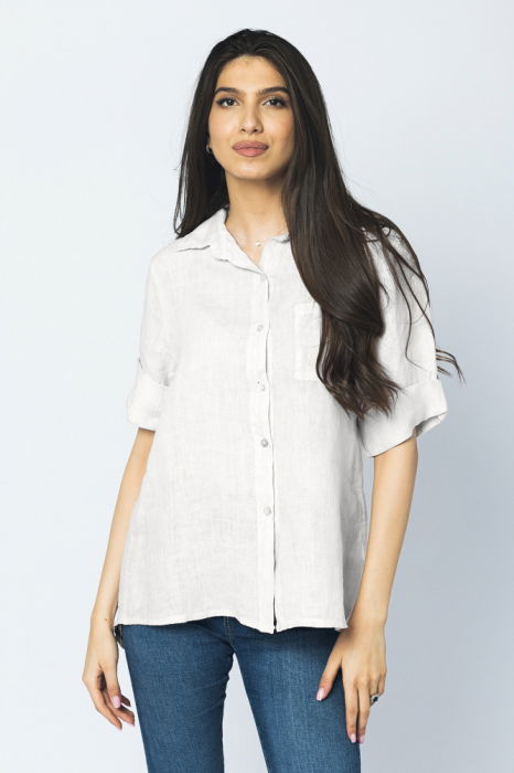Camasa In Alba Shopika - Stil Clasic Elegant