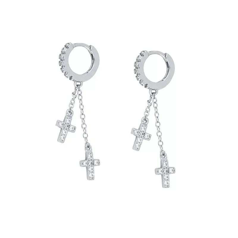 Cercei Argint Cruce Delis - Eleganță Modernă
