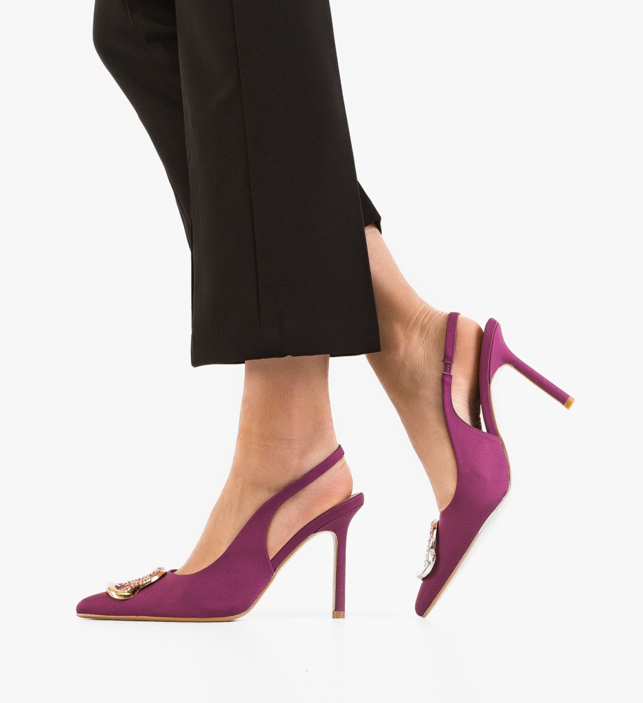 Pantofi Dama Omar Mov cu Toc Eleganți - imagine 3