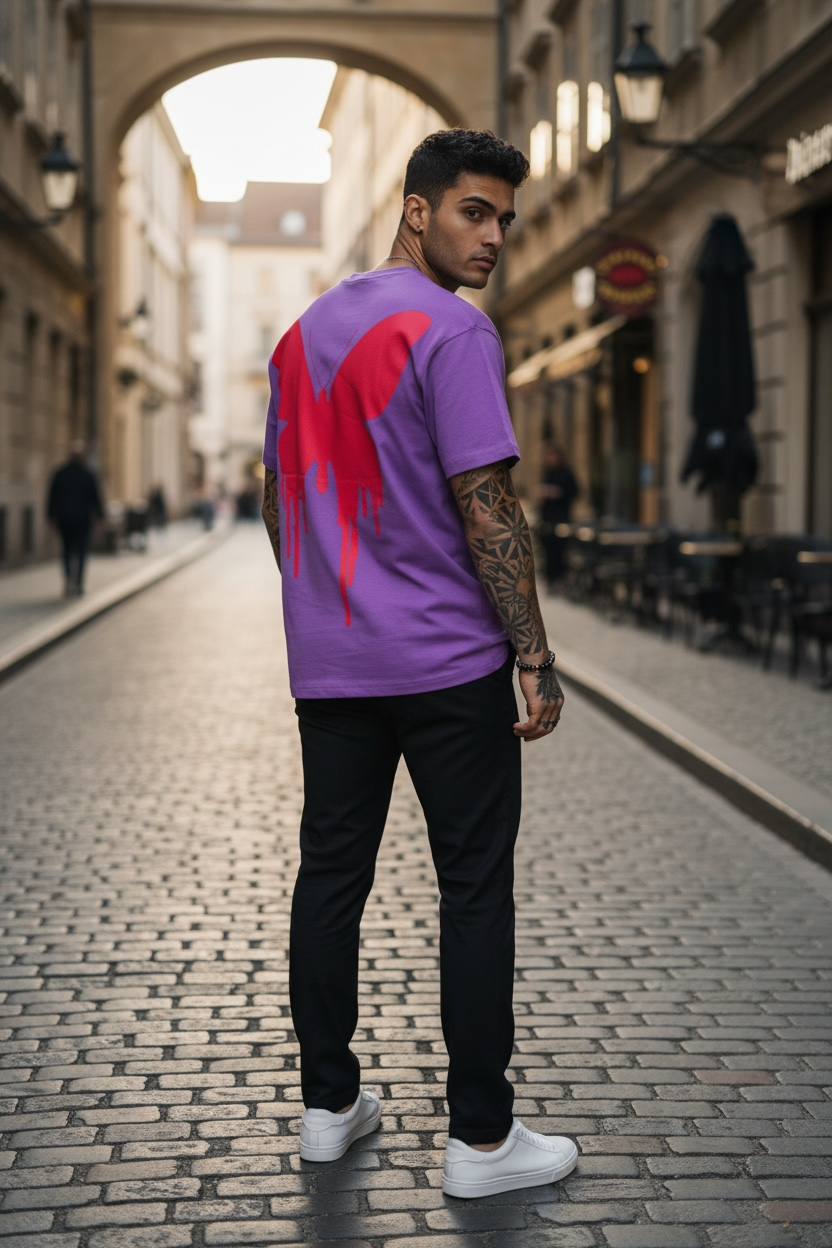 Tricou Barbati Mov Oversize Premium