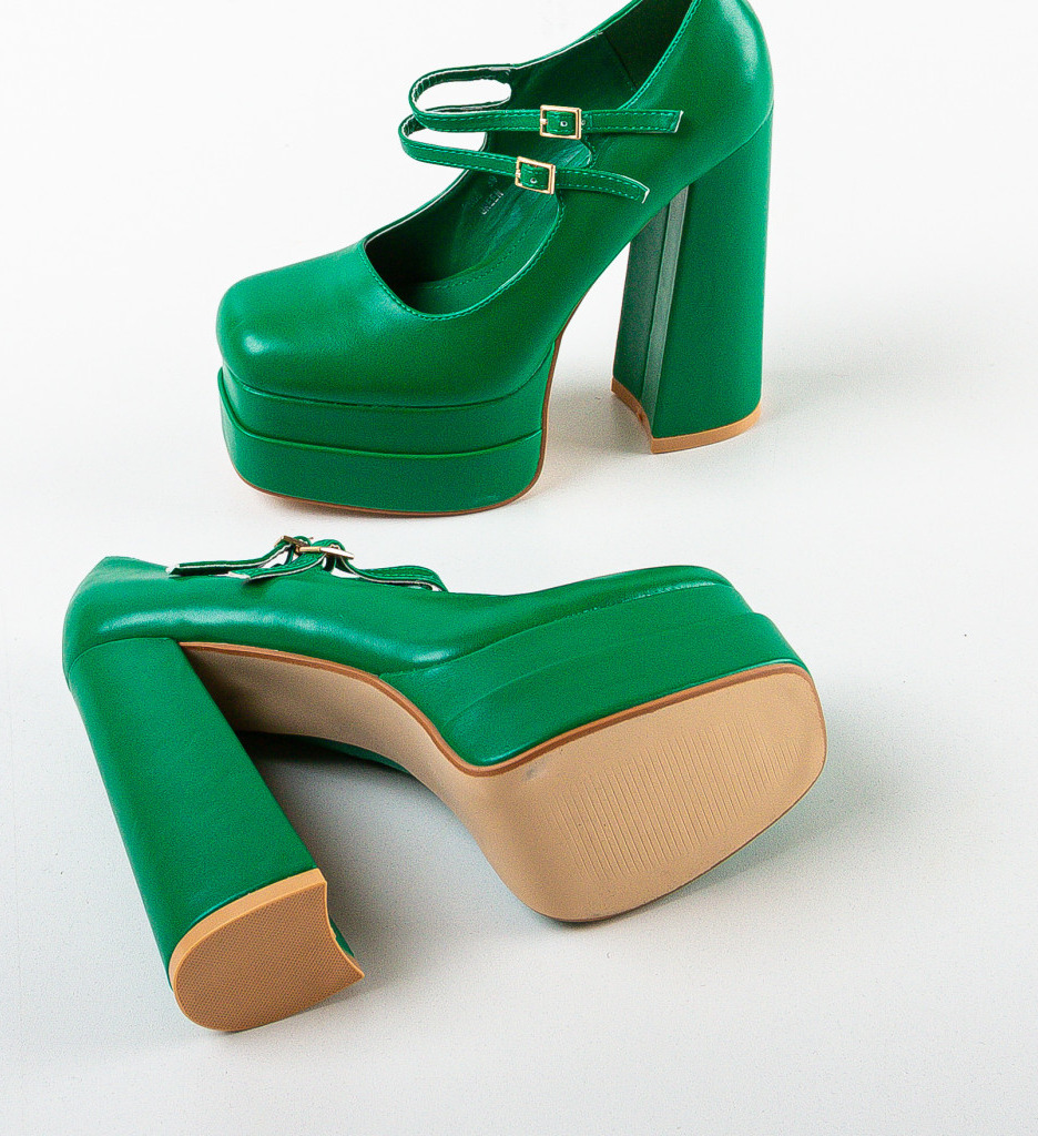 Pantofi dama Maysa Verzi cu toc elegant - imagine 6