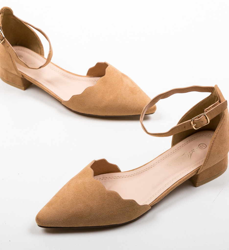 Pantofi Wood Camel cu toc elegant - Stil rafinat - imagine 4