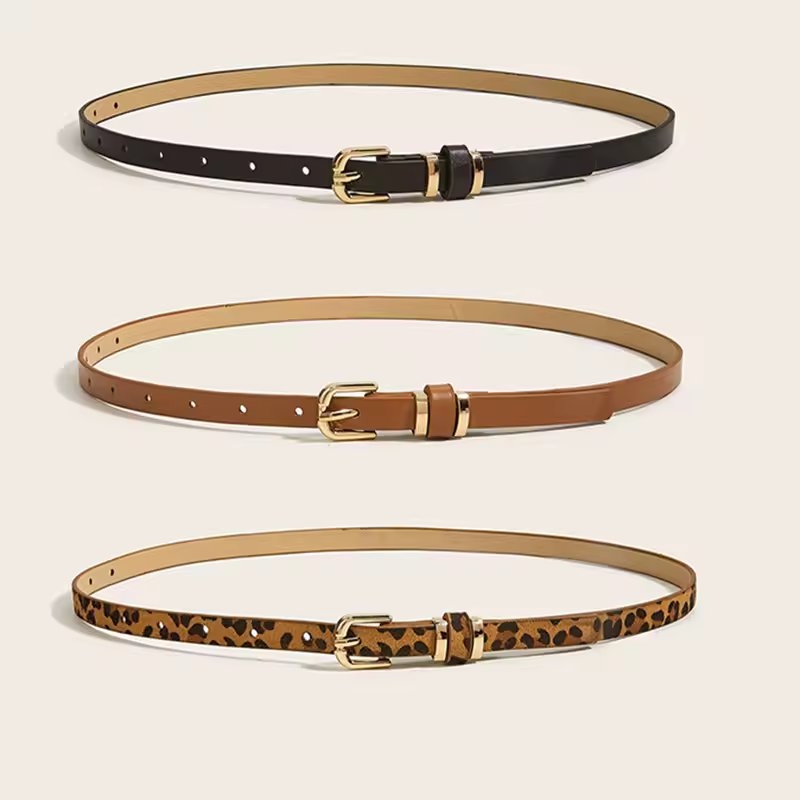 Curea dama Amanda C-221 Leopard, eleganta, catarama aurie - imagine 2