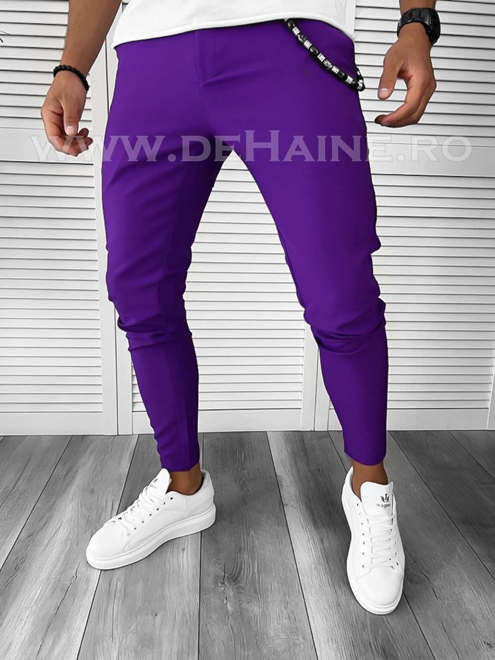 Pantaloni Barbati Mov Regular Fit 100% Bumbac