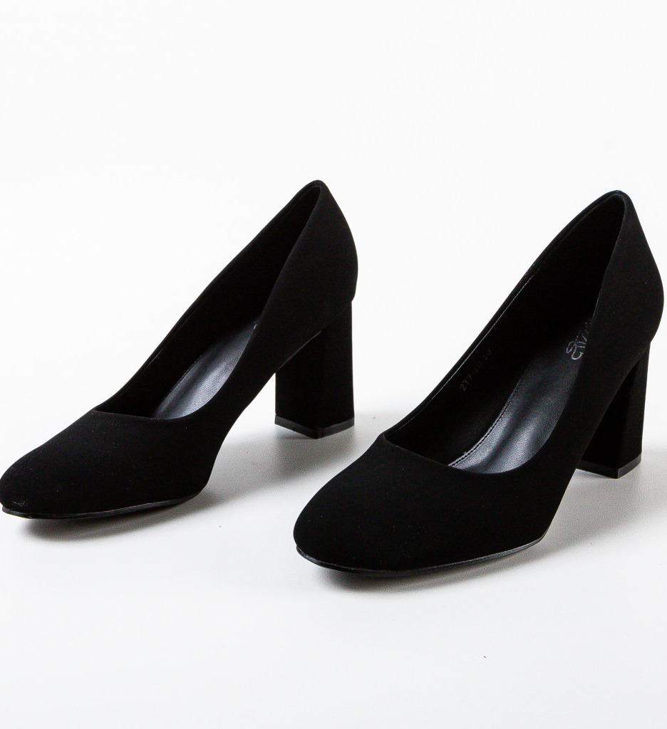 Pantofi Dama Luber Negri cu Toc Elegant - imagine 6