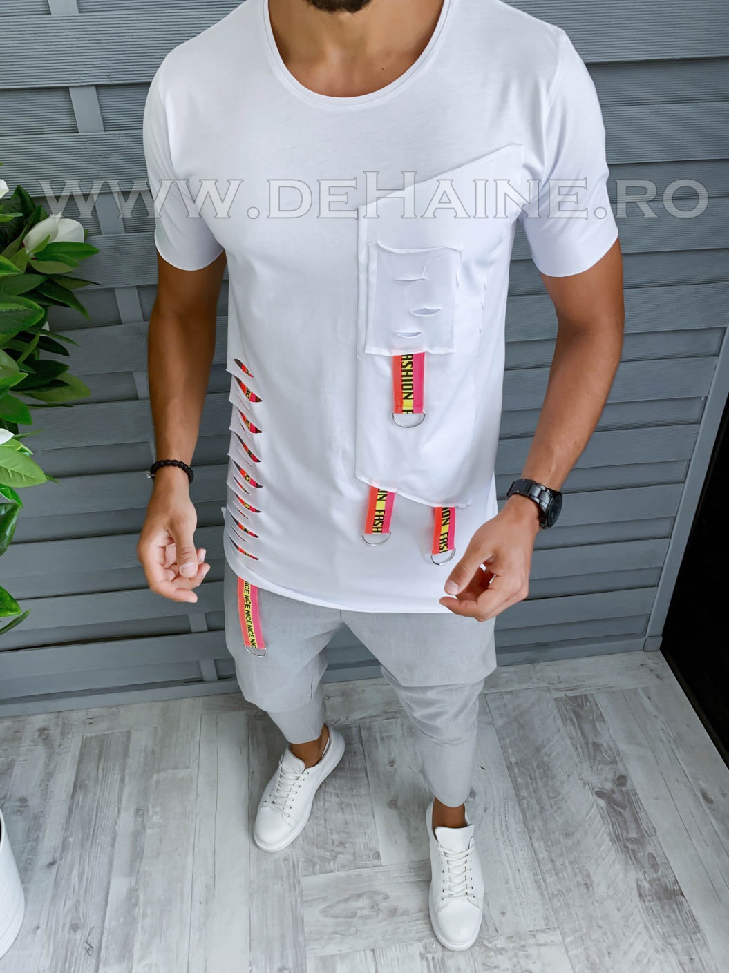Tricou barbati alb slim fit Vagabond CU MIC DEFECT DEF1945