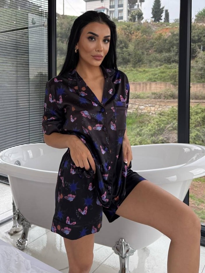 Set Pijama Dama 2 Piese Satin Delis - imagine 3