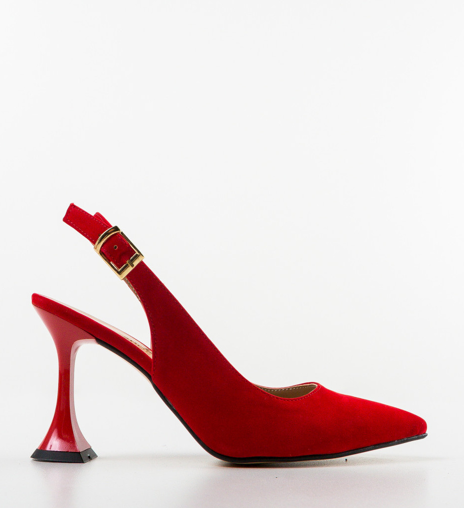 Pantofi Mercan Rosii Eleganți cu Toc - imagine 5