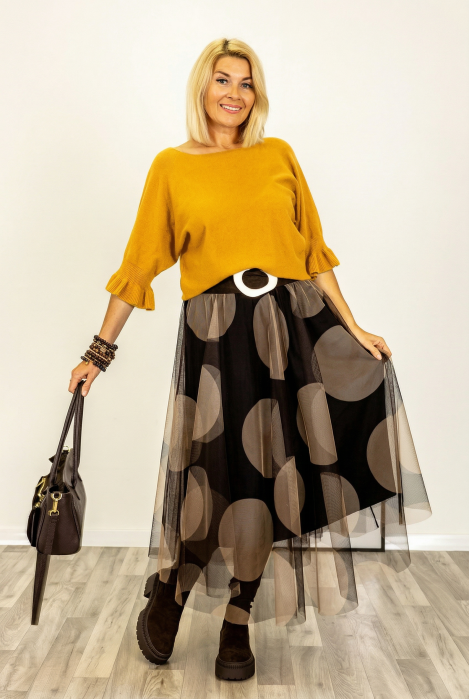 Pulover Galben cu Volane din Vascoză | Shopika