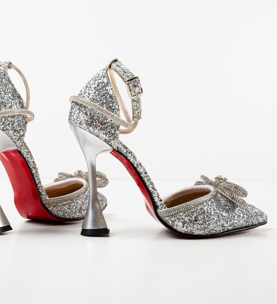 Pantofi Horio Argintii Eleganți de Ocazie - imagine 13