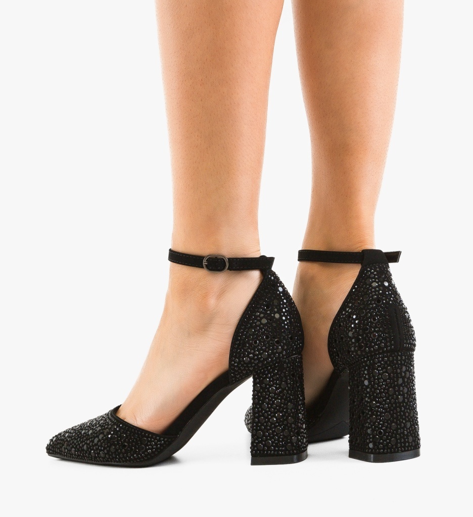 Pantofi Dama Plyka Negri Eleganți cu Toc - imagine 4
