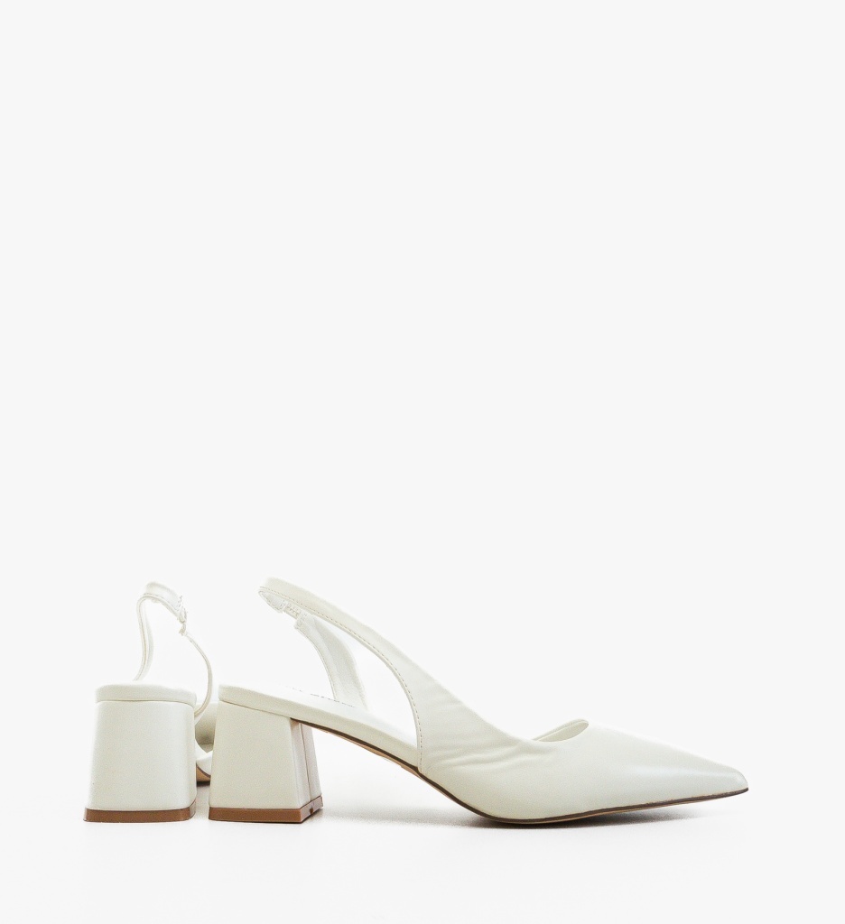 Pantofi Deder Albi Eleganți cu Toc - imagine 3
