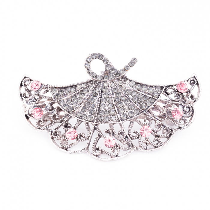 Clama Evantai Shopika Argintiu cu Pietre - Accesorii Modă