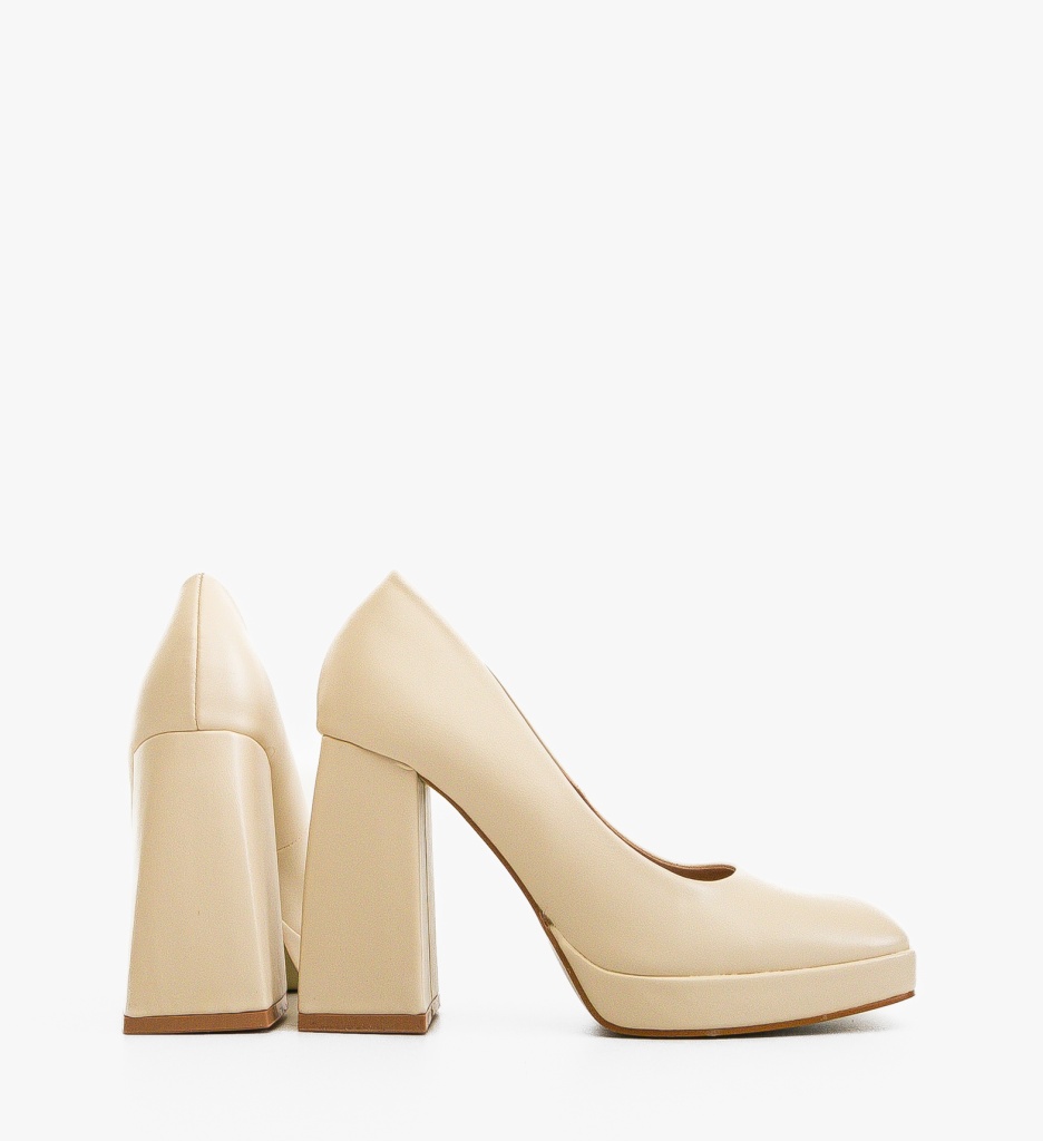 Pantofi Davis Bej eleganți cu toc confortabil - imagine 6