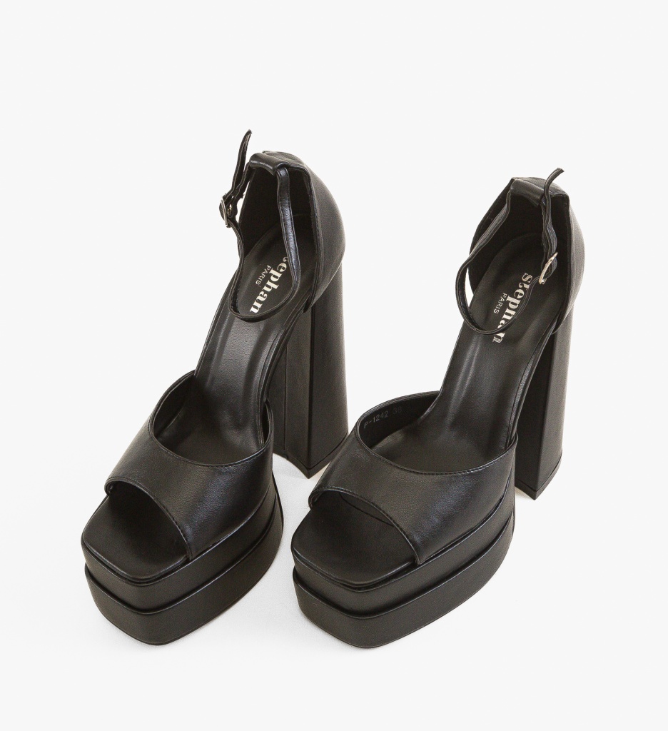 Sandale Gail Negre Elegante cu Toc - imagine 4