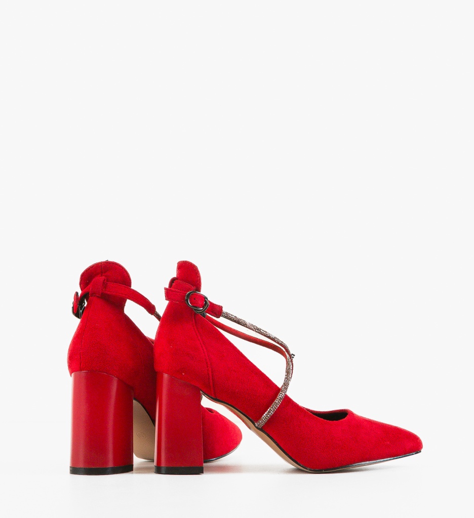 Pantofi Dama Nikke Rosii cu Toc Eleganti - imagine 5