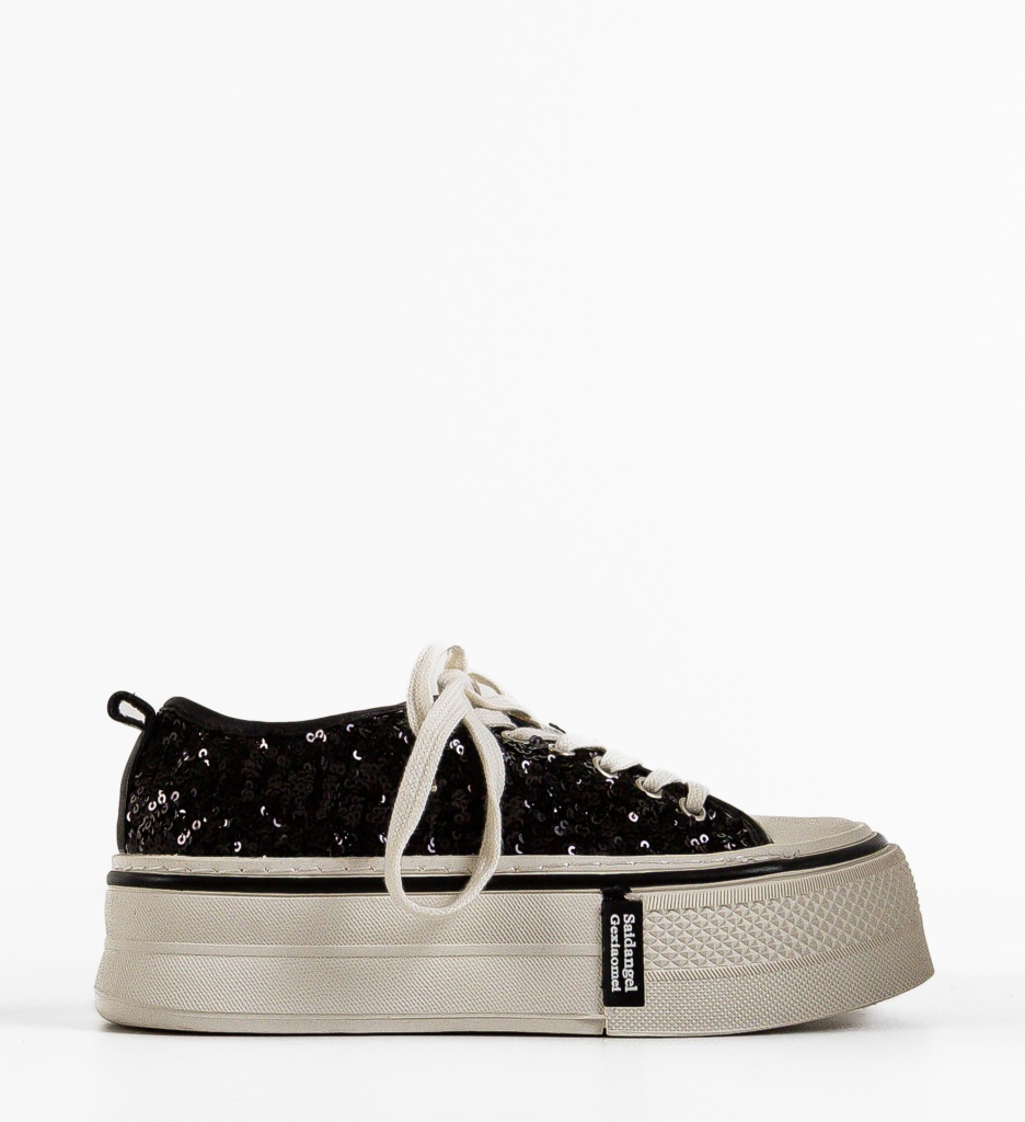 Sneakers Dama Paiety Negri | Design Eleganț - imagine 2