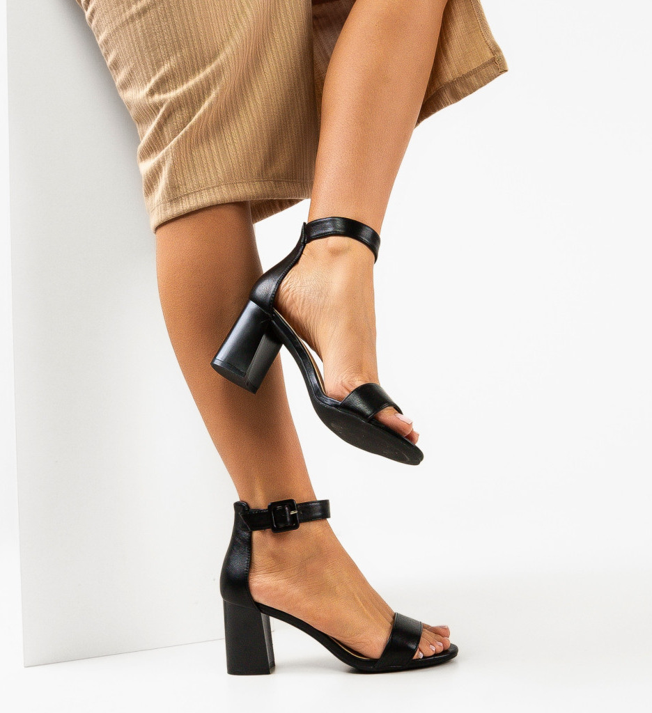 Sandale Saxon Negre cu Toc Elegante