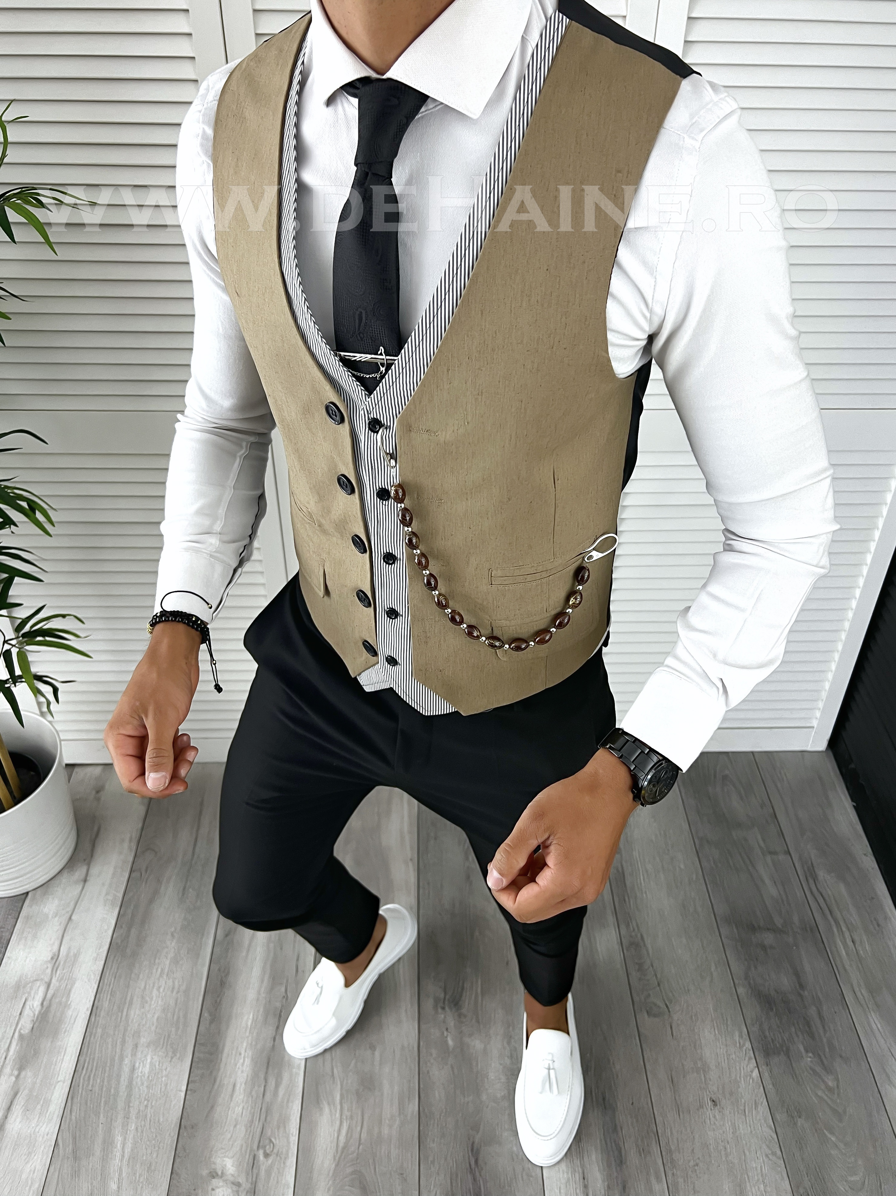 Vesta Eleganta Slim Fit Barbati | Maro Deschis