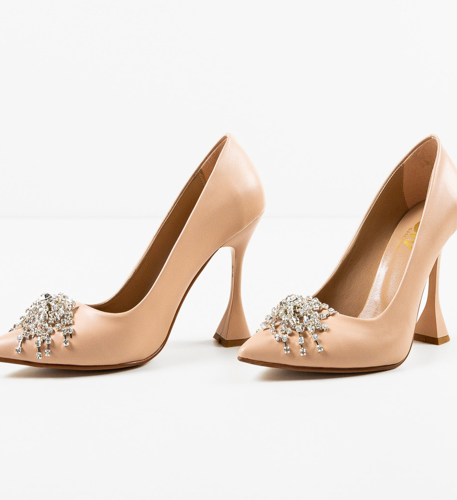 Pantofi Yerer Bej cu Toc Elegant | Stil Feminin - imagine 5