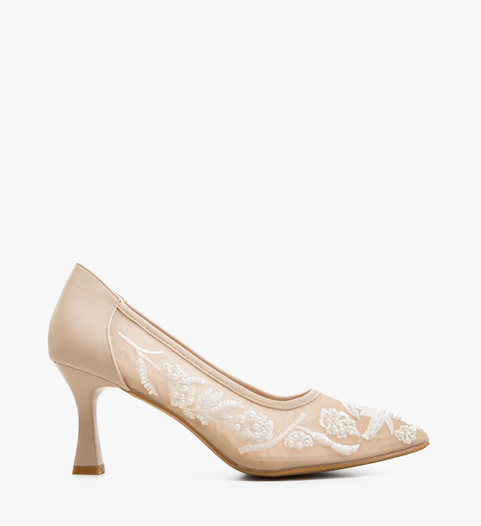 Pantofi dama Brides Bej cu toc elegant - imagine 6