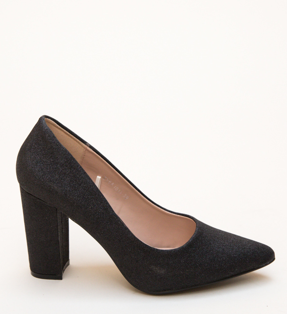 Pantofi Tyga Negri Eleganți cu Toc - imagine 4