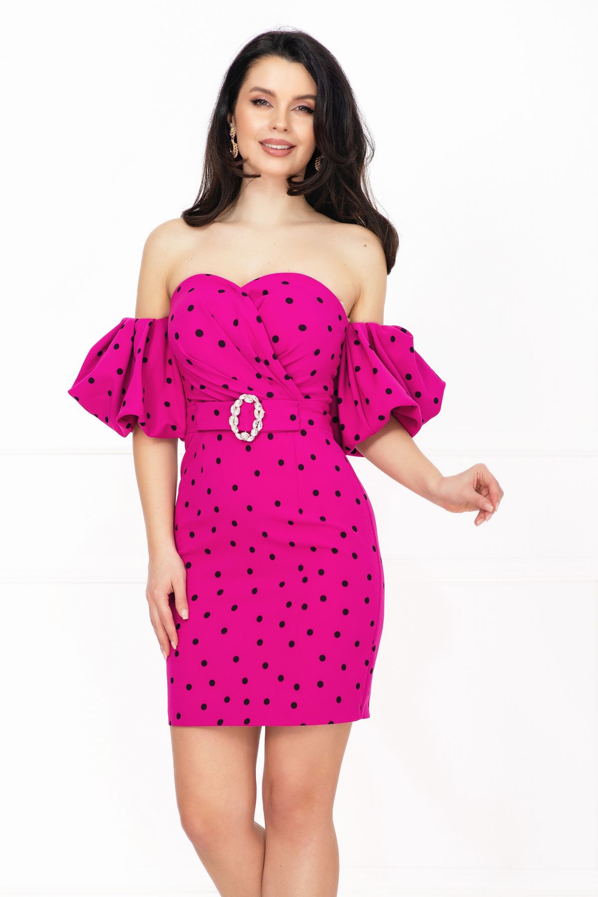 Rochie Layla Inpuff cu buline și maneci gogosar - imagine 1