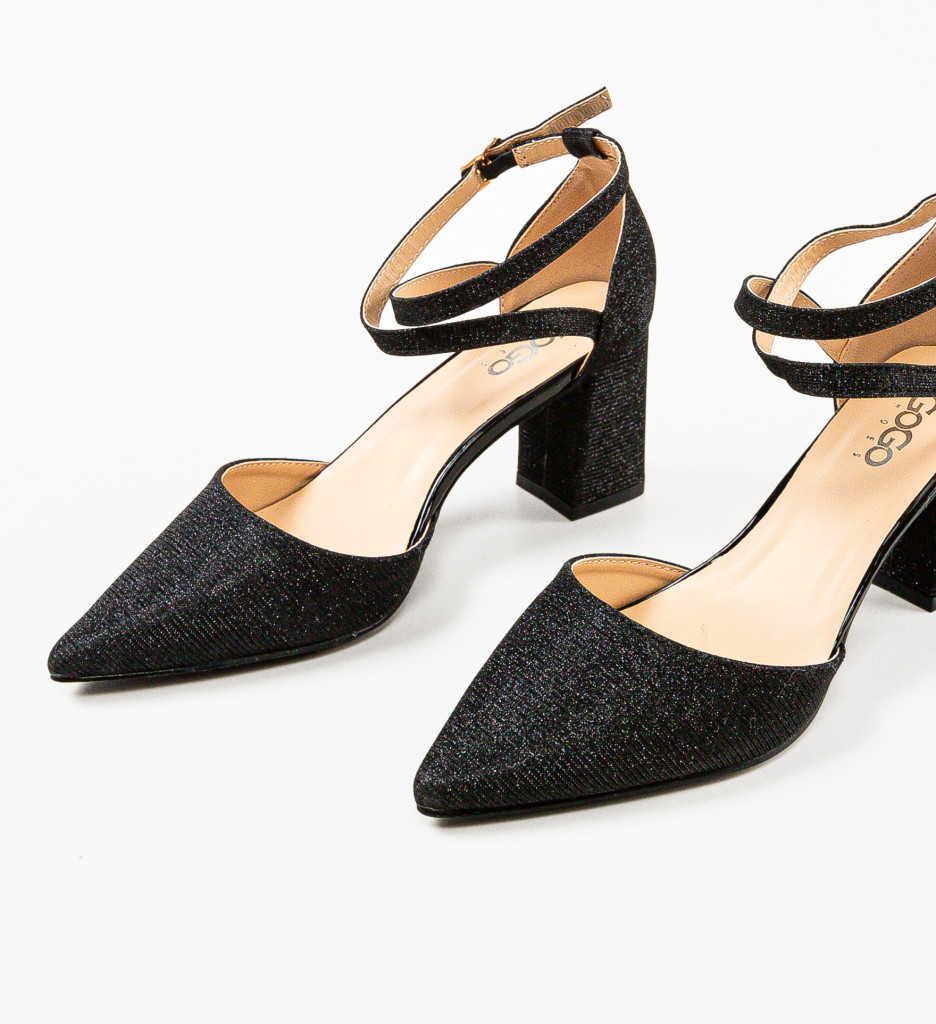 Pantofi Dama Shams | Toc Elegant Negru - imagine 6