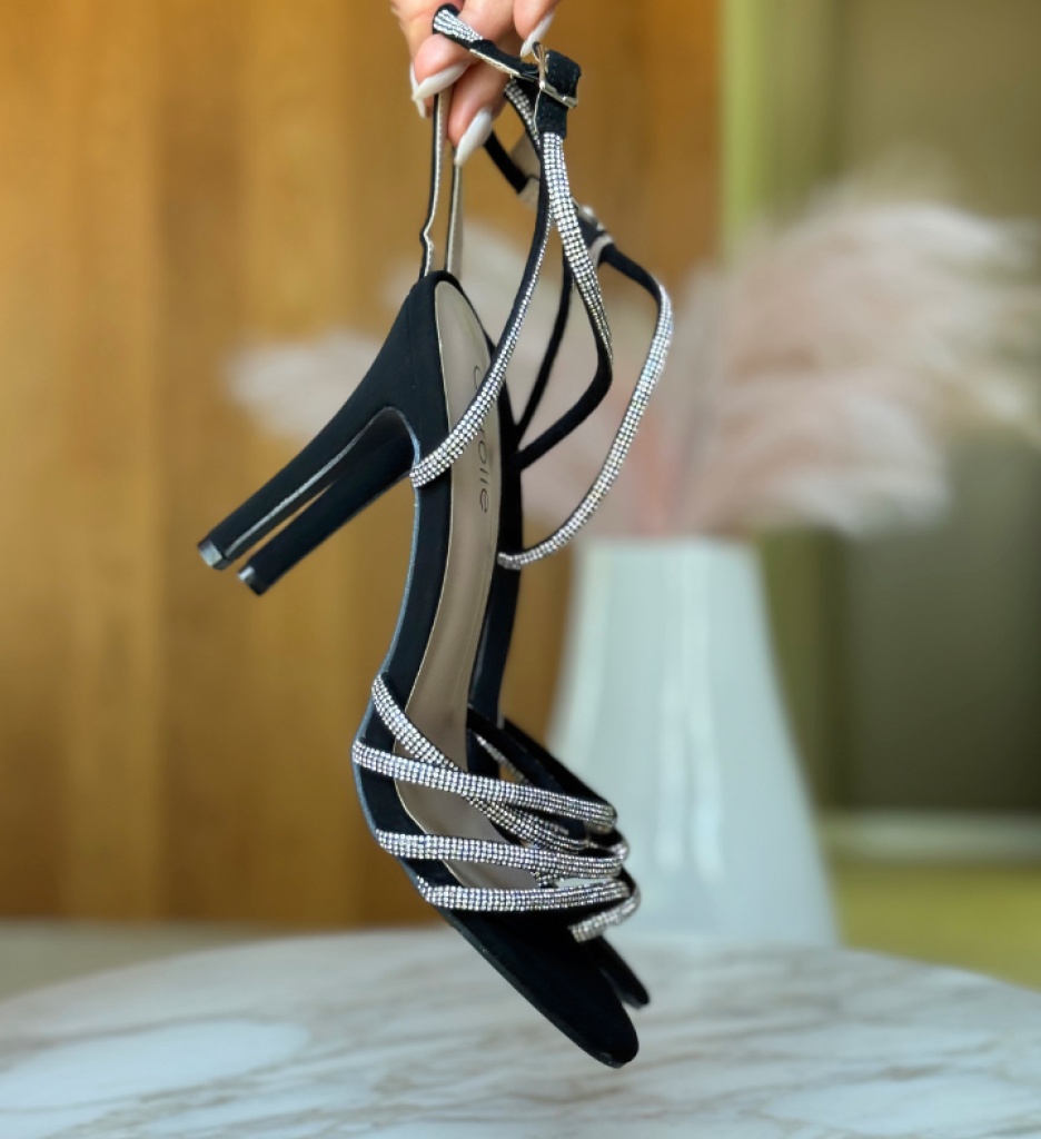 Sandale Evie Negre cu Toc Elegant - imagine 4