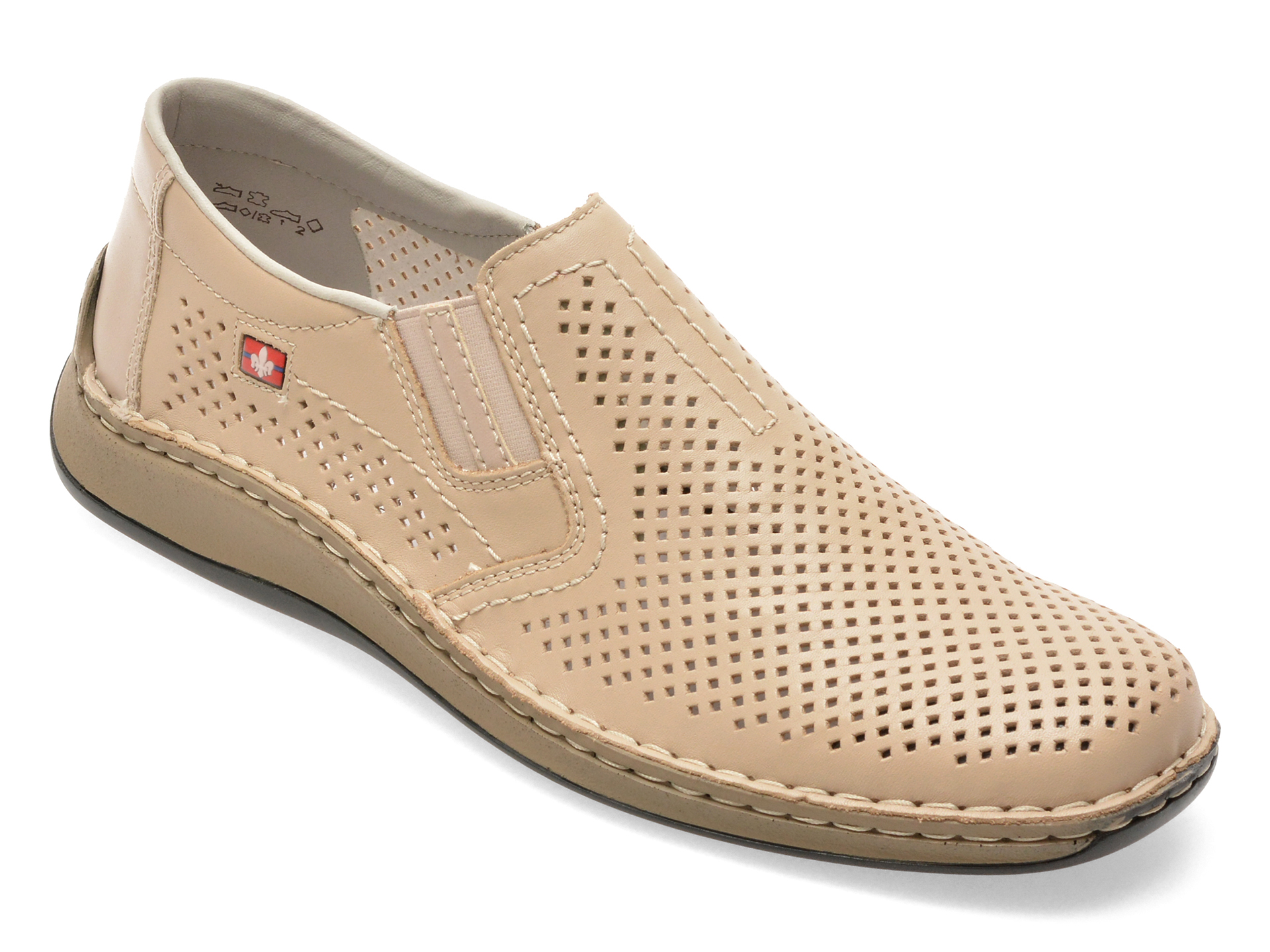 Pantofi RIEKER bej din piele naturală - imagine 2