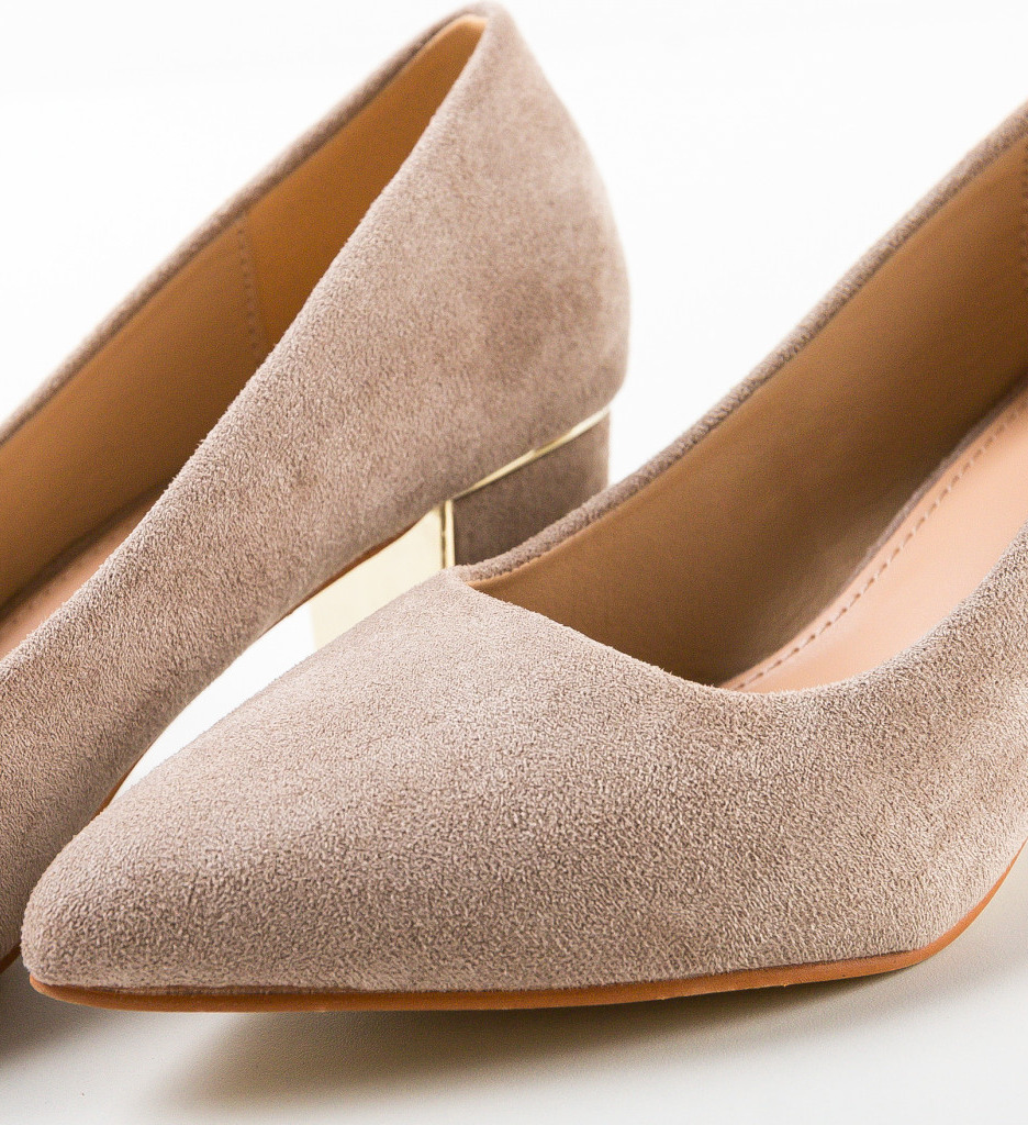 Pantofi Antoni Khaki Eleganți cu Toc - imagine 6