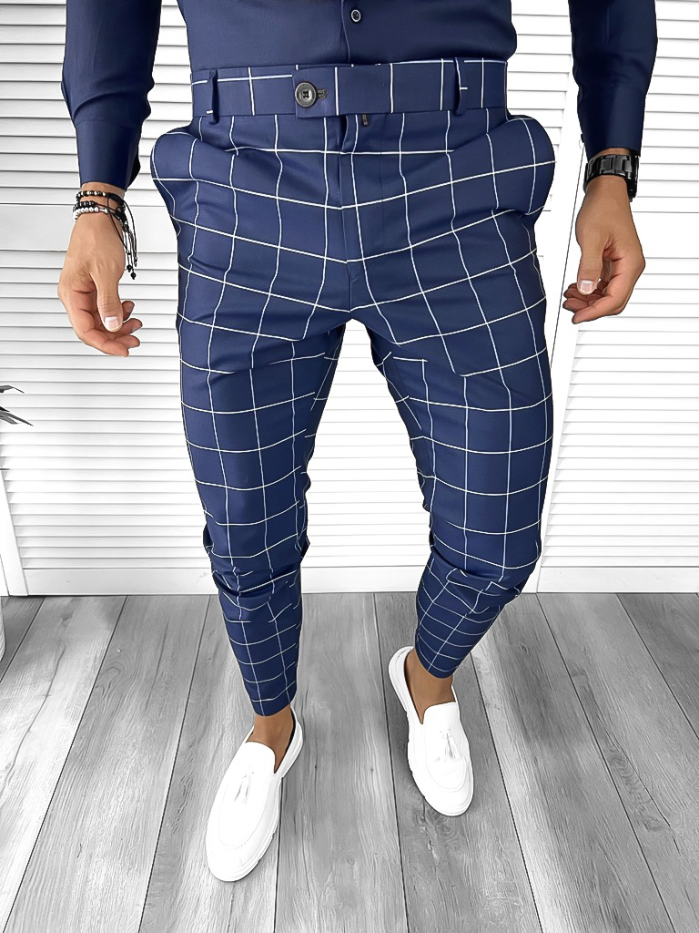 Pantaloni Barbati Carouri Bleumarin | 100% Bumbac
