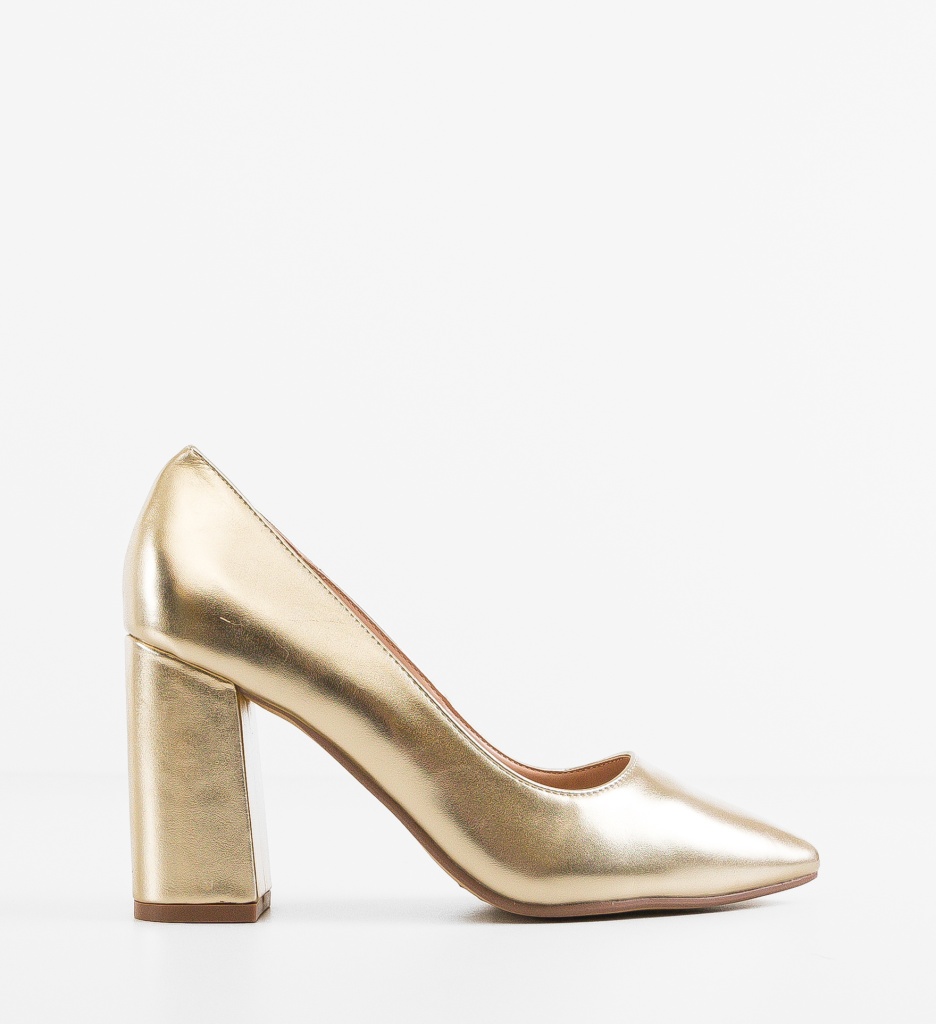 Pantofi Dama Aisha Aurii cu Toc Eleganți
