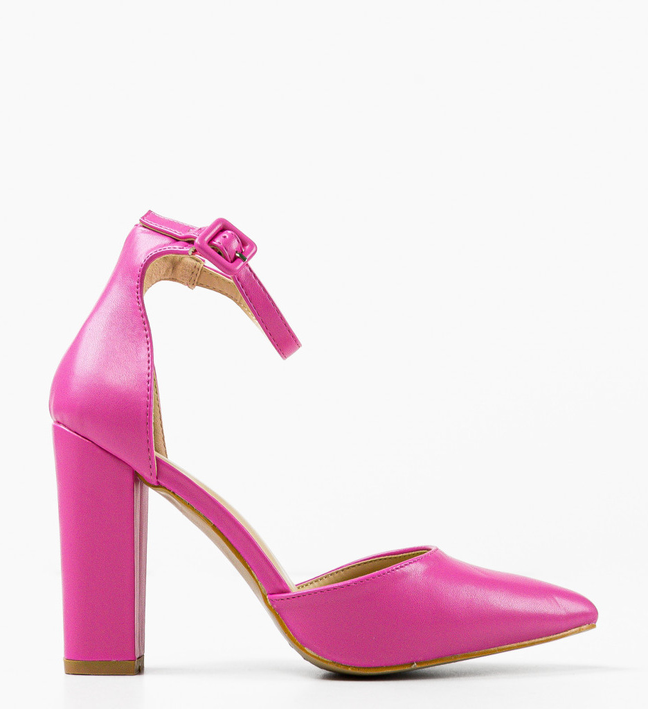 Pantofi Dama Carina Roz cu Toc Eleganți - imagine 4